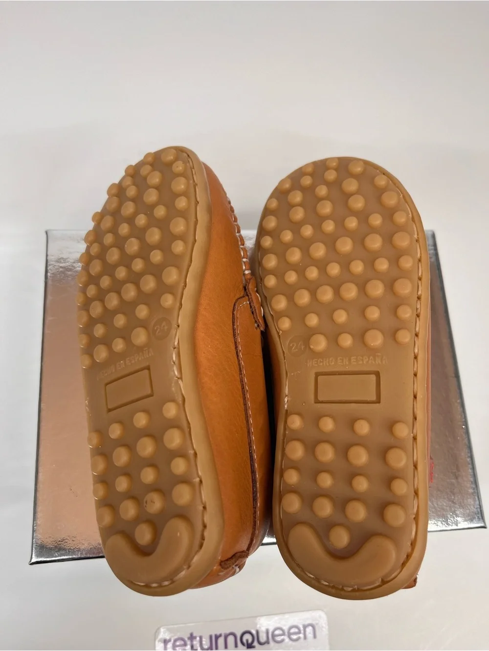 Kids Tan Leather Moccasin Loafers